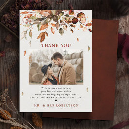 Herbst Herbstwoche Rustikales Foto Hochzeit Dankeskarte