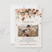 Herbst Herbstwoche Rustikales Foto Hochzeit Dankeskarte (Vorderseite)