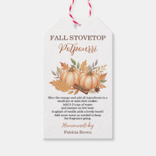 Herbst-Herdtopf-Potpourri-Rezept-Anhänger mit Kürb Geschenkanhänger