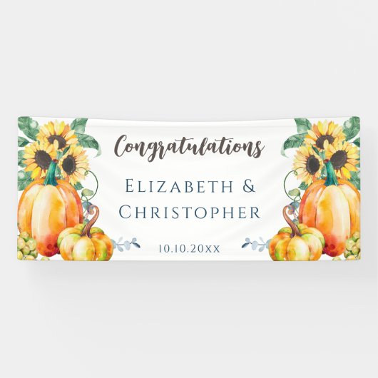 Herbst Herzlichen Glückwunsch Hochzeitsempfang Banner (Horizontal)