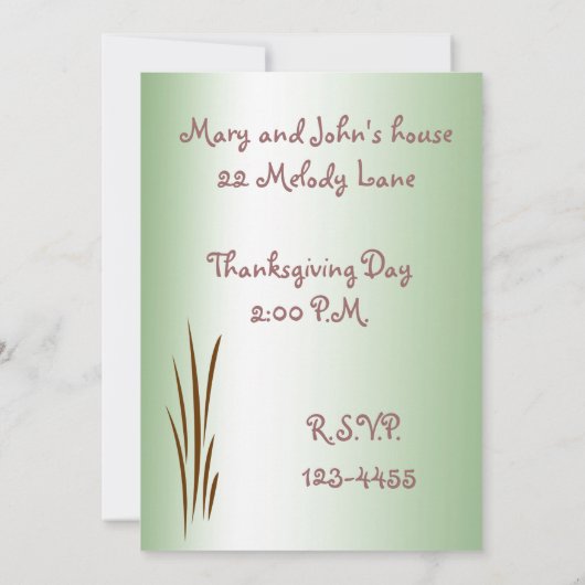 Herbst-Heu-Ernte-Erntedank-Einladung Einladung (Rückseite)