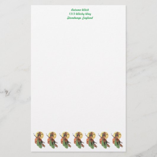 Herbst-Hexe Briefpapier (Vorderseite)