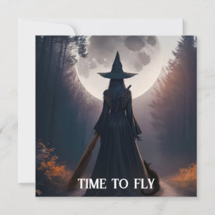 Herbst Hexenlandschaft mit Vollmond Schwarze Katze