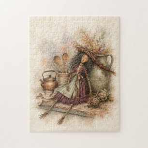 Herbst-Hexenpuppe-Jigsaw-Puzzle Puzzle