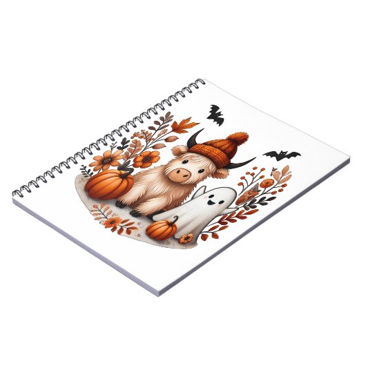 Herbst Highland Cow Ghost Png, Herbst Png Notizblock (Linke Seite)