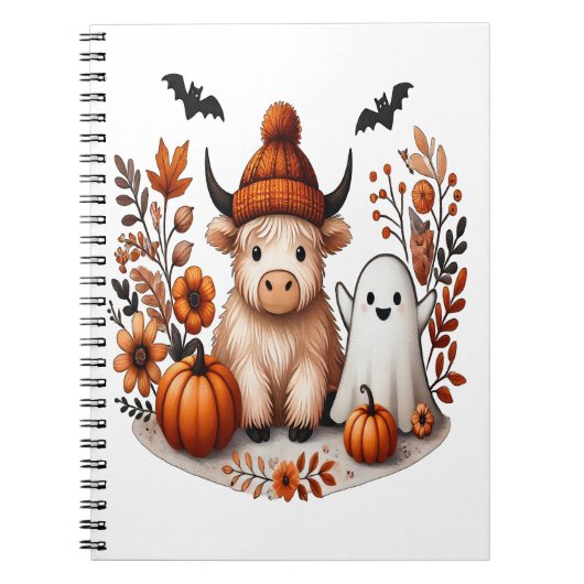 Herbst Highland Cow Ghost Png, Herbst Png Notizblock (Vorderseite)