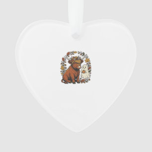 Herbst Highland Kuh Geist Vintage Gravur Shirt Ornament