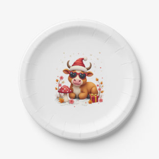 Herbst Highland Kuh Kürbis Bogen Weihnachten Mädch Pappteller