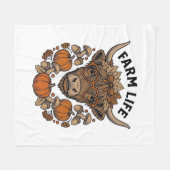 Herbst Highland-Kuh mit Herzbrille Fleecedecke (Vorderseite (Horizontal))