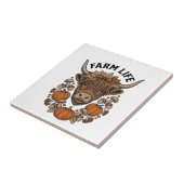 Herbst Highland-Kuh mit Herzbrille Fliese (Seite)