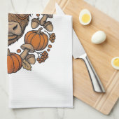 Herbst Highland-Kuh mit Herzbrille Geschirrtuch (Viertel Falte)