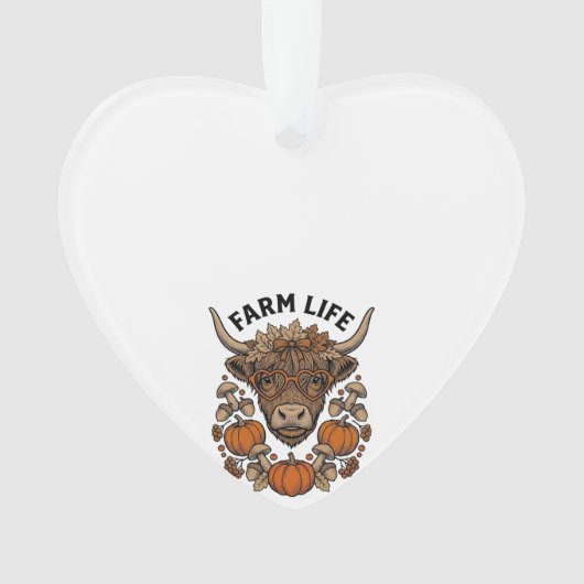 Herbst Highland-Kuh mit Herzbrille Ornament (Vorderseite)
