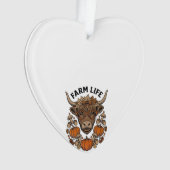 Herbst Highland-Kuh mit Herzbrille Ornament (Vorderseite)