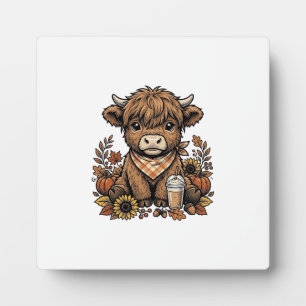 Herbst Highland Kuh Vintage Herbst Farmhouse Kunst Fotoplatte