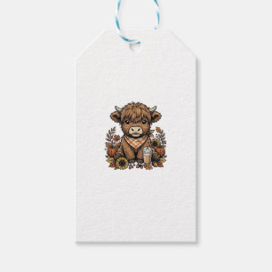 Herbst Highland Kuh Vintage Herbst Farmhouse Kunst Geschenkanhänger