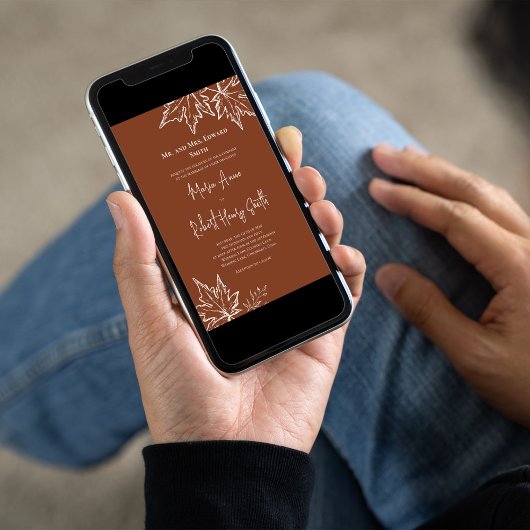 Herbst hinterlässt Elegante Hochzeit im Herbst Einladung