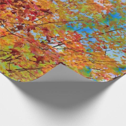 Herbst hinterlässt farbige Orange Fall Themed Blue Geschenkpapier (Ecke)