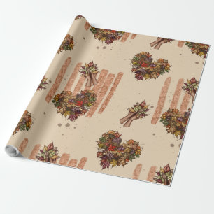 Herbst hinterlässt Herz Geschenkpapier