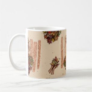 Herbst hinterlässt Herz Kaffeetasse