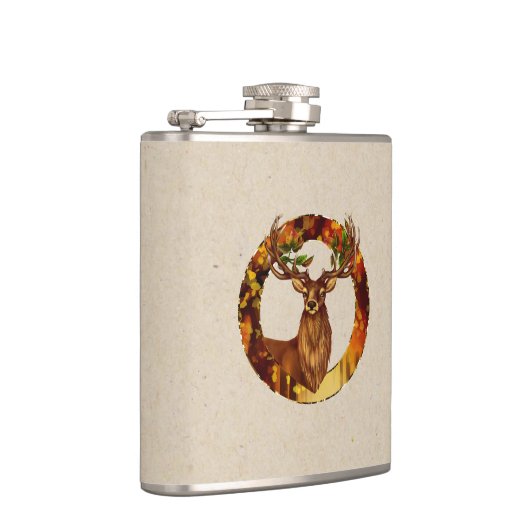 Herbst Hirsch Vinyl Wrapped Flask Flachmann (Rechts)