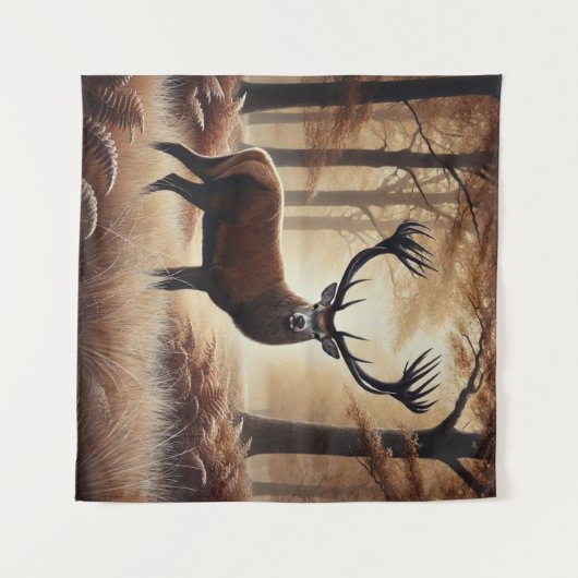 Herbst Hirschband Wandteppich (Vorderseite (Horizontal))