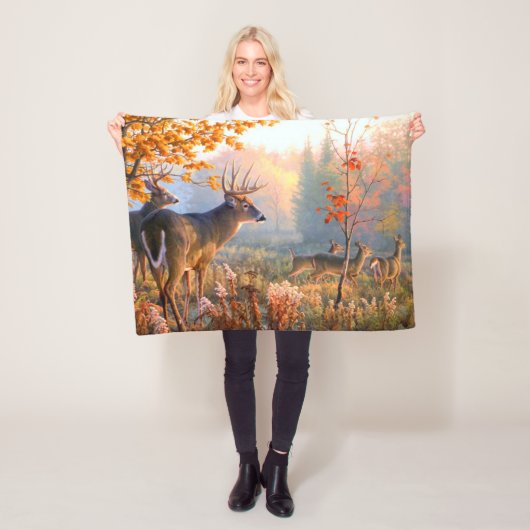 Herbst Hirschbucken auf Waldwiese Fleecedecke (Beispiel)