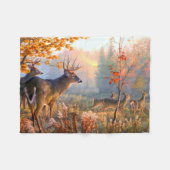 Herbst Hirschbucken auf Waldwiese Fleecedecke (Vorderseite (Horizontal))