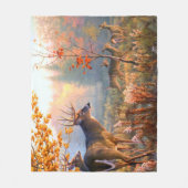 Herbst Hirschbucken auf Waldwiese Fleecedecke (Vorderseite)