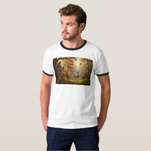 Herbst-Hirschjäger-Ringer-T-Shirt – Wildlife Fores T-Shirt