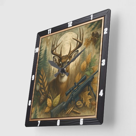 Herbst Hirschjägerwald Quadratische Wanduhr (Winkel)
