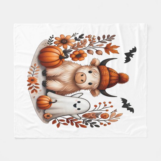 Herbst Hochland Kuh Ghost , Herbst Fleecedecke (Vorderseite (Horizontal))