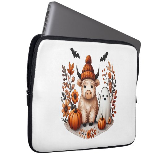 Herbst Hochland Kuh Ghost , Herbst Laptopschutzhülle (Vorne Rechts)