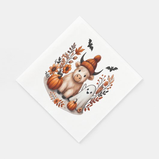 Herbst Hochland Kuh Ghost , Herbst Serviette (Ecke)