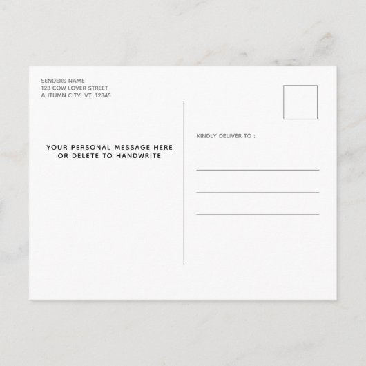 Herbst Hochland Kuh neue Adresse, die wir bewegt h Ankündigungspostkarte (Rückseite)