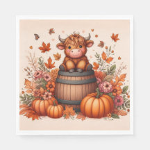 Herbst-Hochlandkuh-Papiernapkin