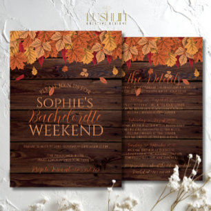 Herbst Hochzeit Bachelorette Wochenende & Details Einladung