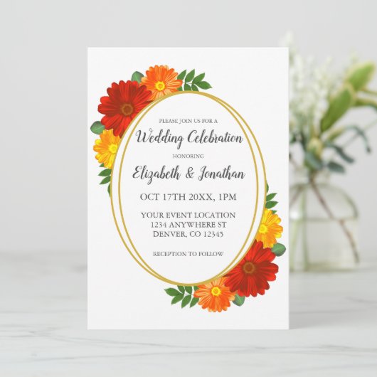 Herbst-Hochzeit Einladung (Stehend Vorderseite)