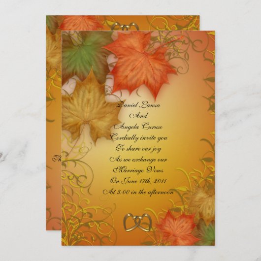 Herbst Hochzeit Einladung (Vorne/Hinten)