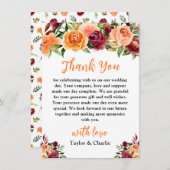 Herbst-Hochzeit in Burgund und Orange Dankeskarte (Vorne/Hinten)