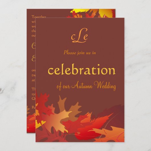 Herbst-Hochzeits-Feier-Einladung Einladung (Vorne/Hinten)