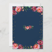 HERBST-Hochzeits-Karte Marine-Burgunders Marsala Einladung (Rückseite)