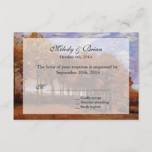 Herbst-Hochzeits-RSVP-Einladungen. Herbstlandscha RSVP Karte