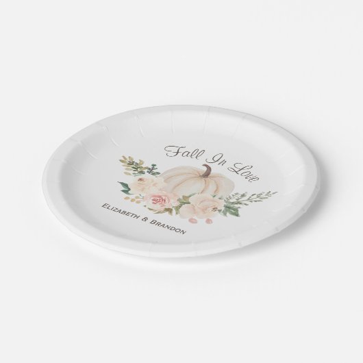 Herbst Hochzeitsduft Rose Pumpkin Pappteller (Schrägansicht)