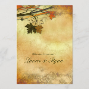 Herbst-Hochzeitseinladung Ahornblätter Orange Einladung
