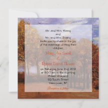 Herbst-Hochzeitseinladungen. Herbstlandschaft