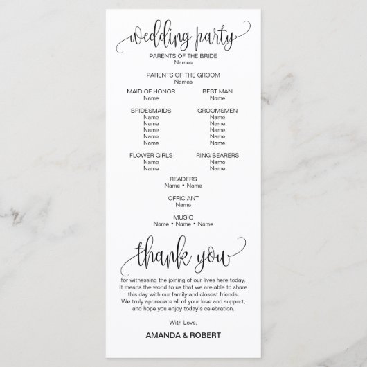 Herbst-Hochzeitsprogramm für Burgund Orange Programm (Rückseite)