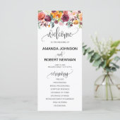 Herbst-Hochzeitsprogramm für Burgund Orange Programm (Stehend Vorderseite)