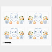 Herbst Hochzeitspumpen Blau und Weiß Wappen Gefall Rechteckiger Aufkleber (Blatt)