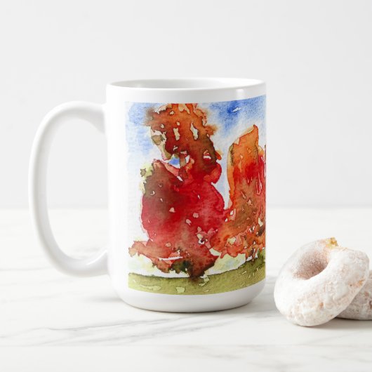 Herbst holt mich hoch, 15 oz Tasse (Mit Donut)