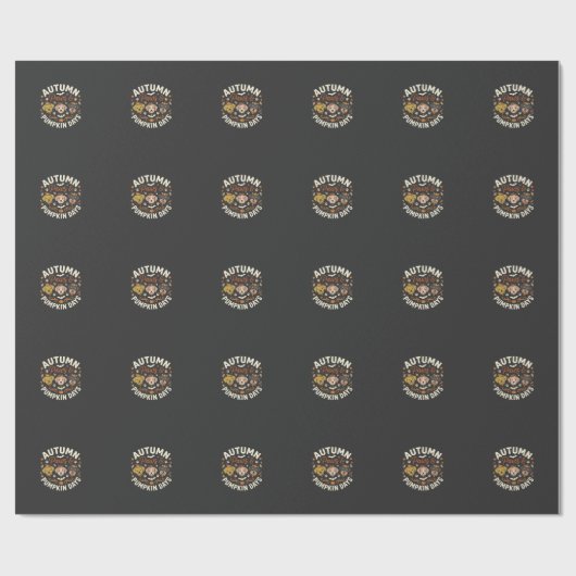 Herbst Hund Kürbis Pfoten Geschenkpapier (Flach)
